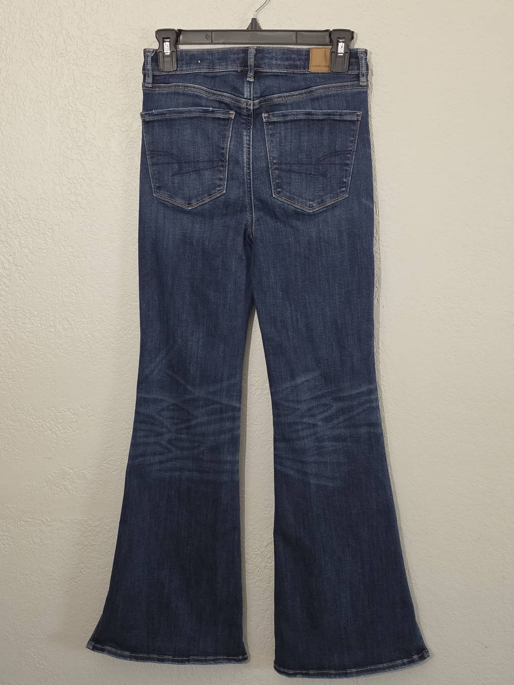 American Eagle Super Hi-Rise Flare Dark Wash Stretch Denim Womens Size 4 - Picture 7 of 10